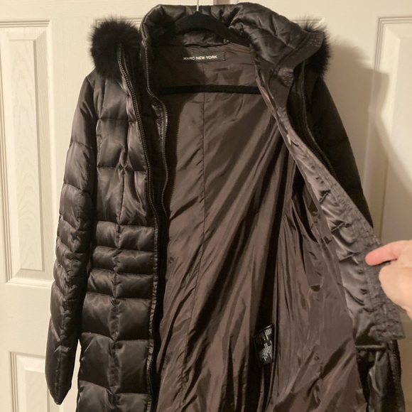 Marc New York Brown Puffer Jacket With Fox Fur Trimmed Hood - Picture 4 of 7